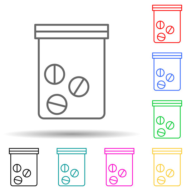 在包装中的平板电脑多颜色样式图标。简单的细线，轮廓向量的犯罪调查图标的用户界面和用户体验，网站或移动应用程序图片下载