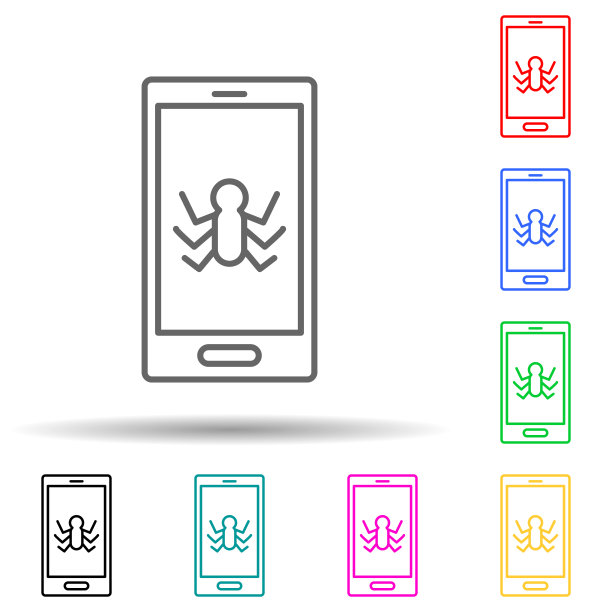 手机故障多色图标。UI、UX、网站或移动应用程序的犯罪调查图标的简单细线、轮廓矢量图片下载