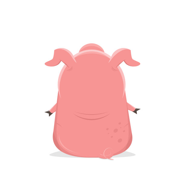 有趣的卡通插图从后面的猪图片下载