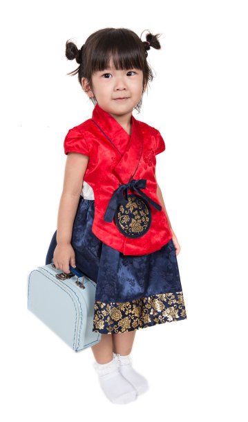 穿着传统服装的亚洲韩国小孩图片下载