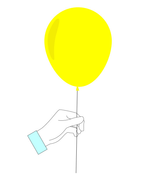 手拿着一个气球。祝贺你。平面设计。矢量插图。图片下载