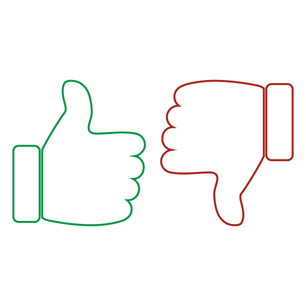 大拇指向上和拇指向下矢量图标图片下载