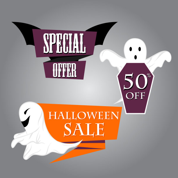 万圣节出售。矢量插图促销折扣，标签，横幅，标签，海报，网页，移动，背景。图片下载