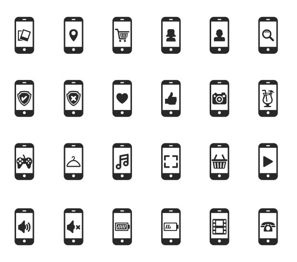 矢量手机相关图标设置图片下载
