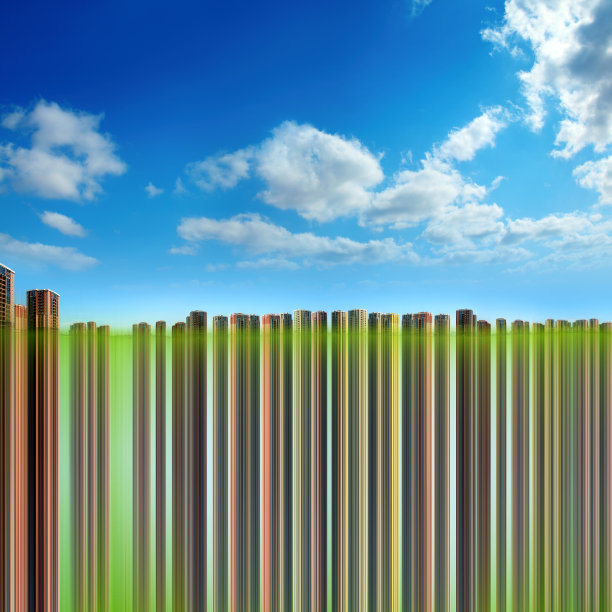 概念城市景观在阳光明媚的蓝天图片下载