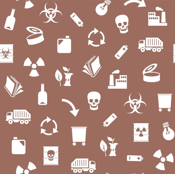 废物，循环利用，无缝模式，棕色，矢量。图片下载