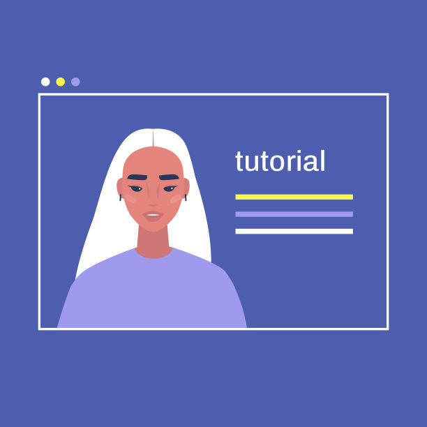 在线视频教程，封面图片，一个年轻的亚洲女性角色的肖像，在线教育图片下载