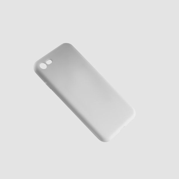 模型与展示的一个孤立的背景上的手机白色的情况。图片下载