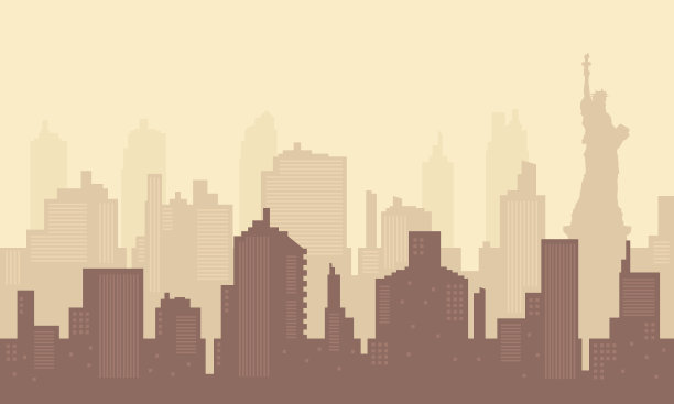 自由城摩天大楼的剪影。图片下载