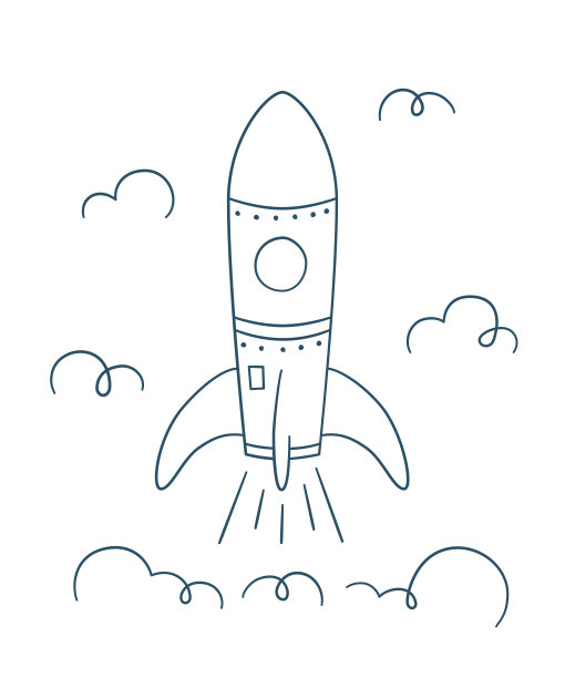 火箭发射。标志着成功的开始。矢量插图涂鸦风格图片下载