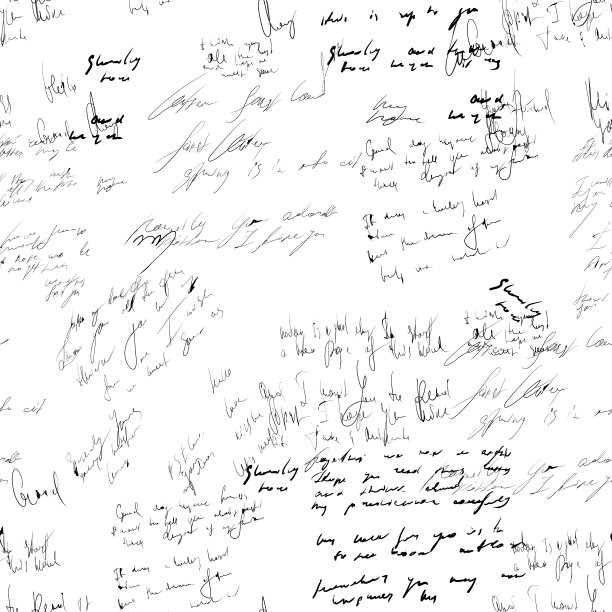 无缝抽象文本模式。白色背景上的手写字体。墨水在纸上图片下载