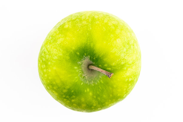 美味多汁的绿色苹果顶视图白色孤立的背景近距离图片下载