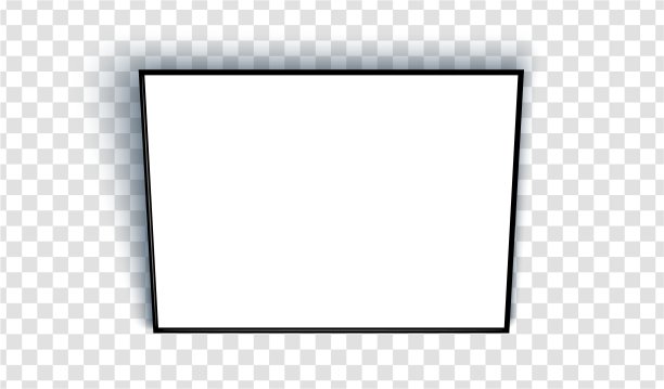 在透明背景上有阴影的黑色框架中的空白纸。矢量图图片下载