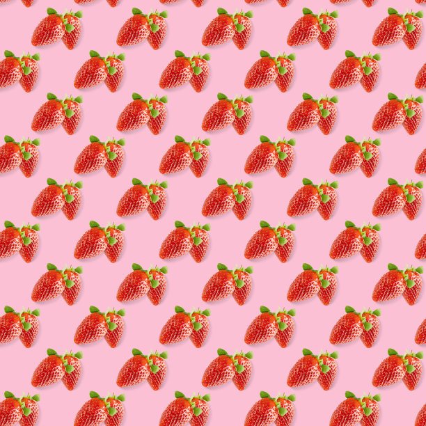 无缝的最小夏季水果图案许多整个草莓在粉红色。图片下载