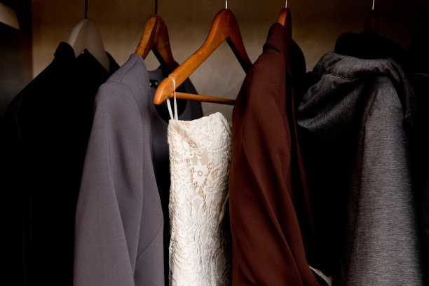 衣柜里的日常衣物，以及挂在她身上的节日礼服图片下载