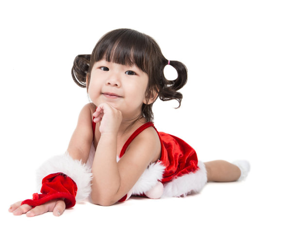 穿着红色圣诞老人服装的女孩图片下载