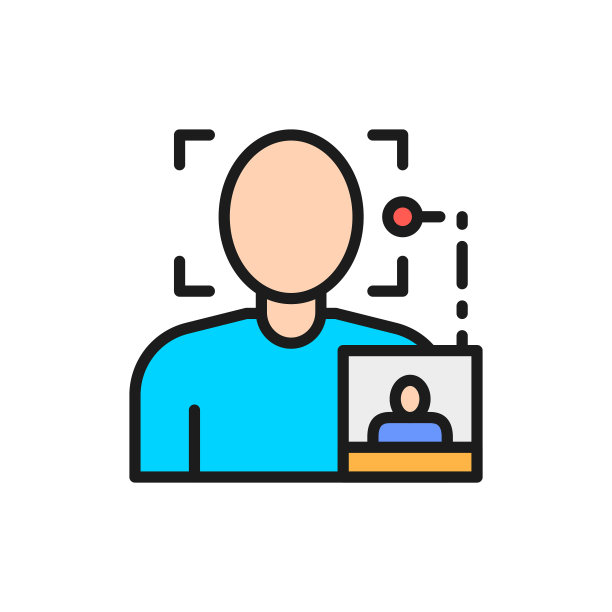 人脸搜索靠照片，生物识别平色线图标。图片下载