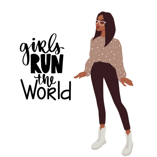 漂亮的女孩穿着时尚的衣服，戴着眼镜。时尚插画。图片下载