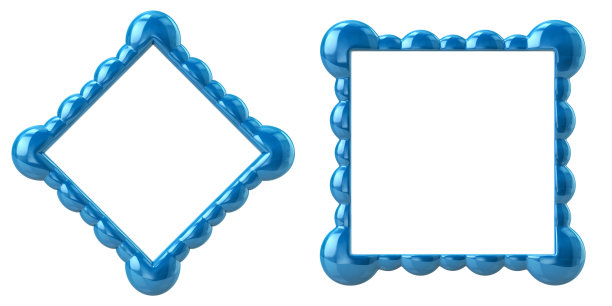 两个蓝色框架绘制3d插图图片下载