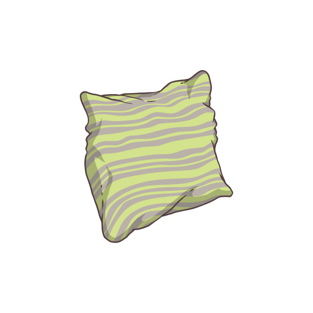 卡通绿色条纹床枕头孤立在白色的背景图片下载