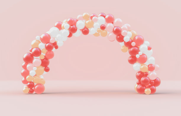 圣诞拱门框架与花哨的糖果气球背景。圣诞节的背景。图片下载