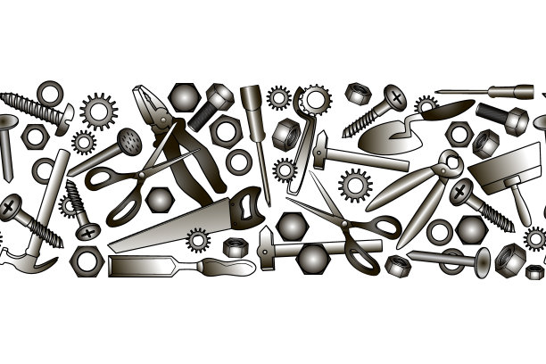 建筑工具矢量图标无缝边框。手设备背景。图片下载