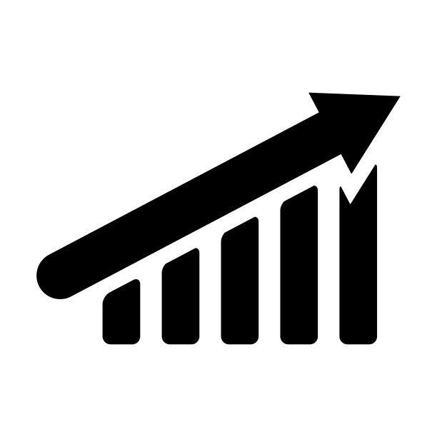 增长图向上剪影图标，用于商业概念或网页设计的财务图表箭头线性风格符号图片下载