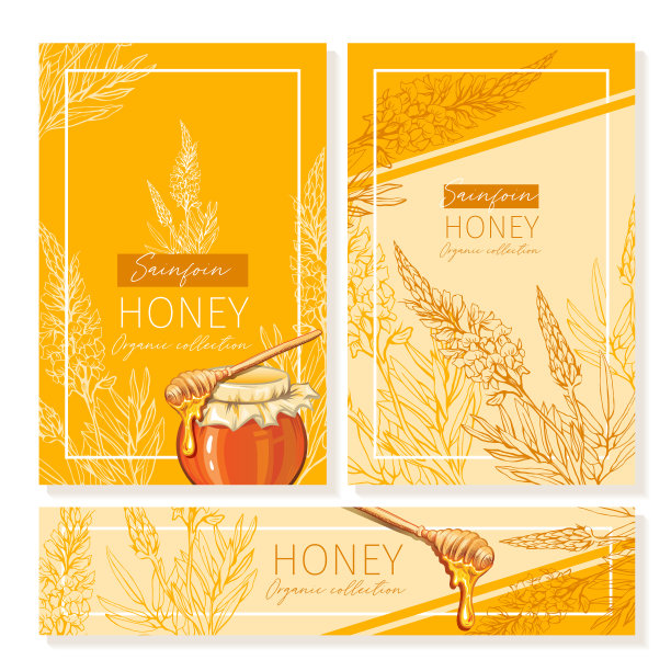 红豆草蜂蜜打印模板。黄色及橙色旗帜图片下载