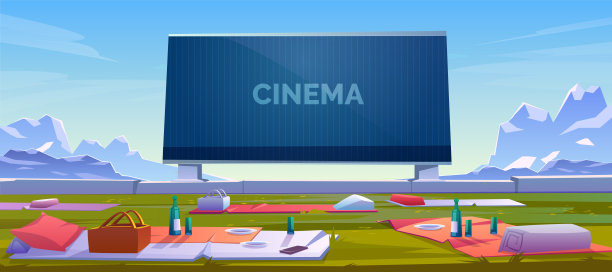 户外电影院，有座位的露天电影院图片下载
