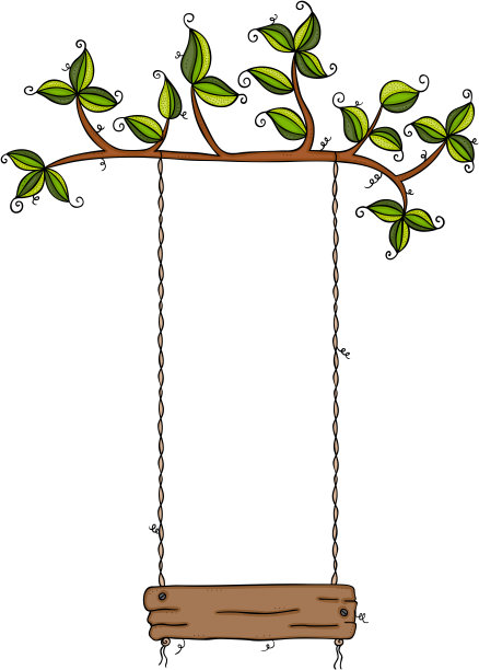 棕色的秋千挂在绿叶树上图片下载