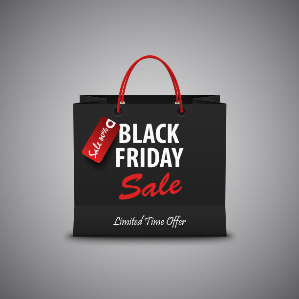黑色星期五特价，黑色购物纸袋模板图片下载