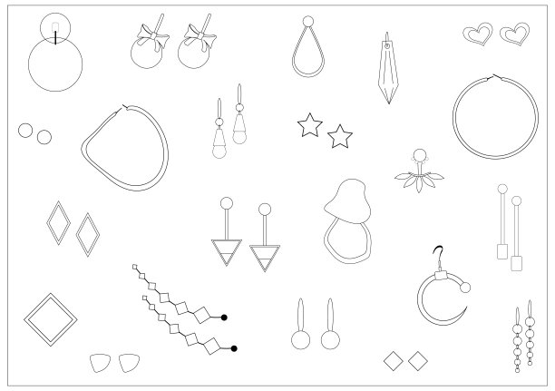 一套珠宝图标。白色背景耳环的孤立向量设计。图片下载