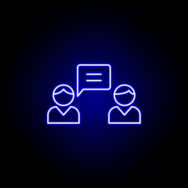 闲聊友谊轮廓蓝色霓虹图标。元素友谊线图标。符号、符号和矢量可以用于web、logo、手机应用、UI、UX图片下载