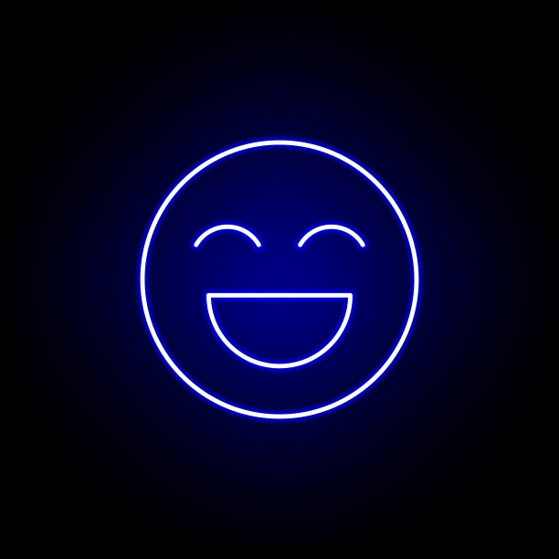 微笑友谊轮廓蓝色霓虹图标。元素友谊线图标。符号、符号和矢量可以用于web、logo、手机应用、UI、UX图片下载