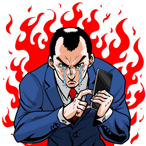 穿着西装操作智能手机的商人图片下载