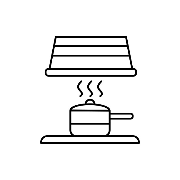 炉盘抽油烟机图标。简单的线条，轮廓矢量烹饪图标的用户界面和用户体验，网站或移动应用程序图片下载
