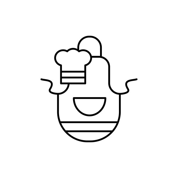围裙厨师帽图标：用于UI和UX的简单线条轮廓矢量烹饪图标，网站或移动应用程序图片下载