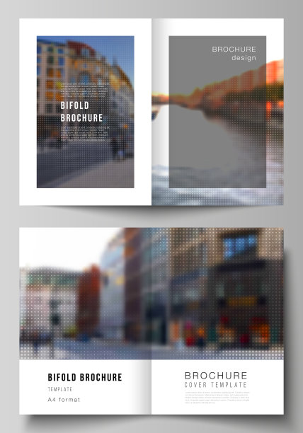 矢量布局的两个A4封面模型设计模板双折宣传册，传单，封面设计，书设计，宣传册封面。抽象的网点半色调装饰效果。点缀图案装饰。图片下载