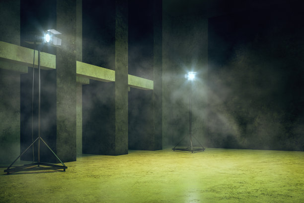 带有copyspace的朦胧绿色混凝土内部图片下载