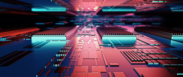 印刷电路板未来的服务器。三维渲染图片下载