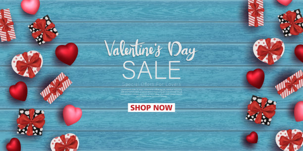 快乐的情人节销售，木材背景，3d红心设计，庆祝卡，矢量插图图片下载