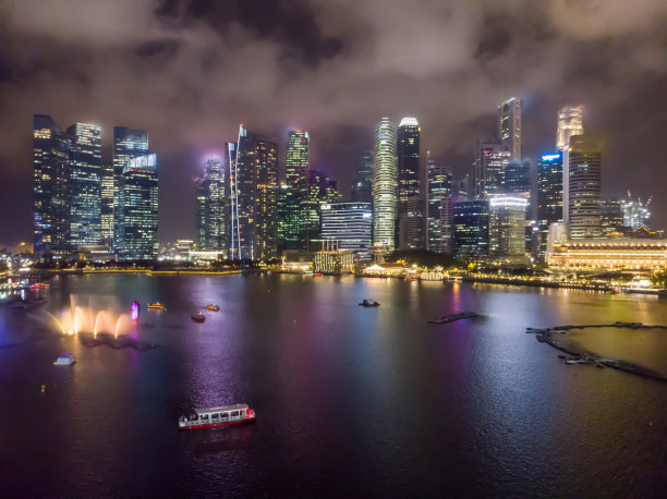 鸟瞰图新加坡天际线全景图片下载