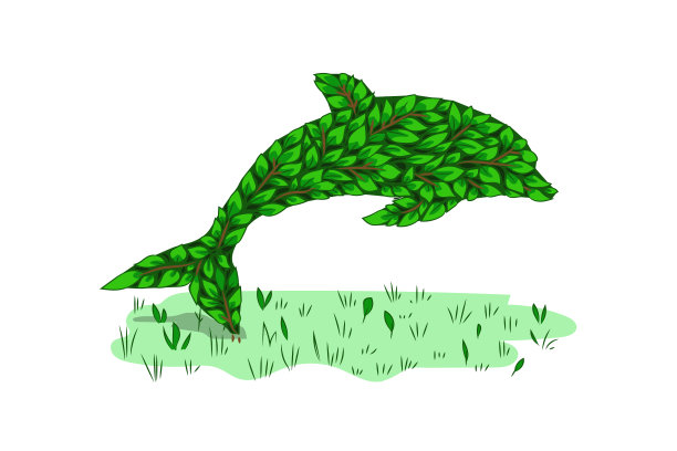 海豚的花园形象。灌木雕塑。图片下载