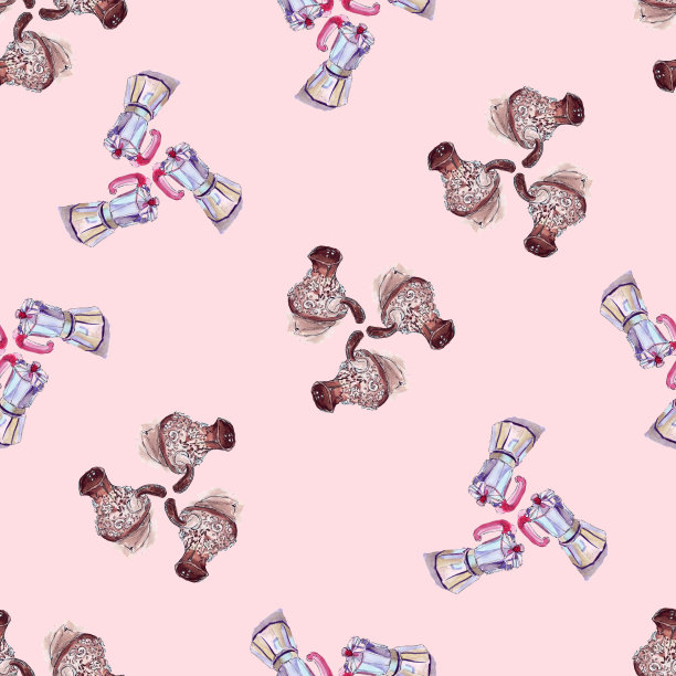 图案咖啡机咖啡机哲兹瓦图尔卡咖啡机水彩素描插图图片下载