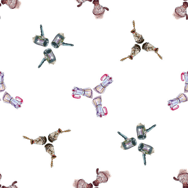 图案咖啡机咖啡机哲兹瓦图尔卡咖啡机水彩素描插图图片下载