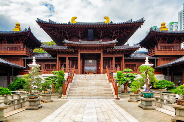 香港南莲园赤莲庵的广角镜头图片下载