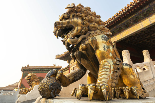 北京紫禁城铜狮图片下载