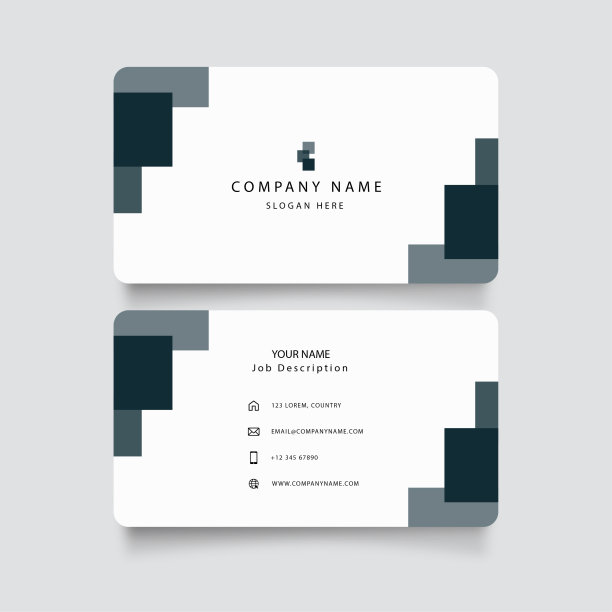 现代蓝色名片与抽象形状向量。广场图片下载