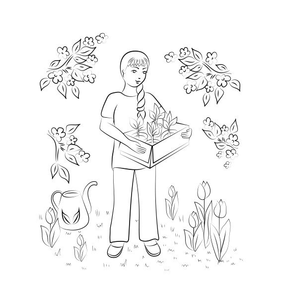 在花园里工作。图片下载