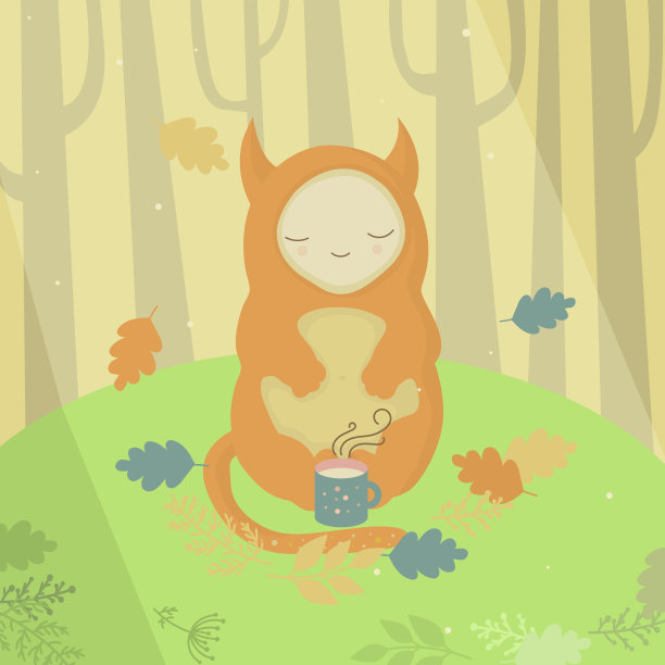 矢量怪物和茶图片下载